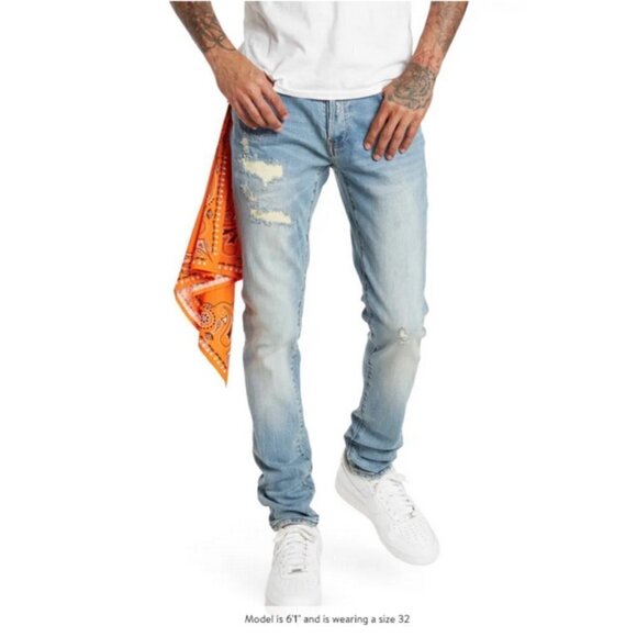 BLUECARATS The McQueen 5-Pocket Slim Fit Jeans ~ Light Distressed 32 NWT - Picture 2 of 14